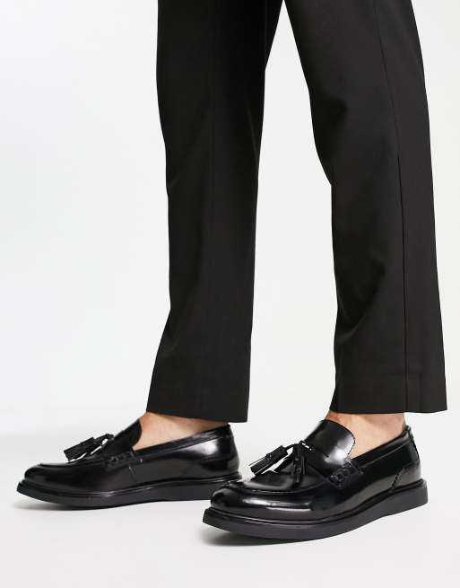 H by Hudson Archer loafers in black hi shine leather | ASOS