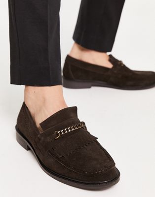 H by Hudson archer loafers in brown suede
