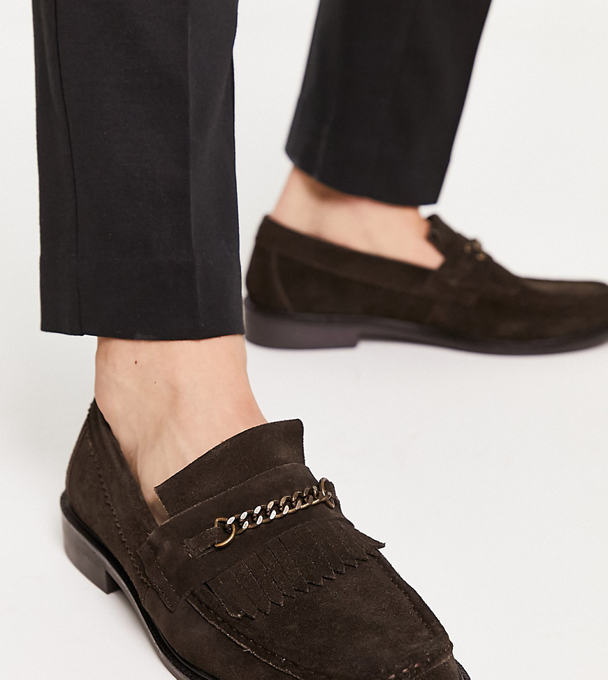 H By Hudson Archer Loafers In Brown Suede