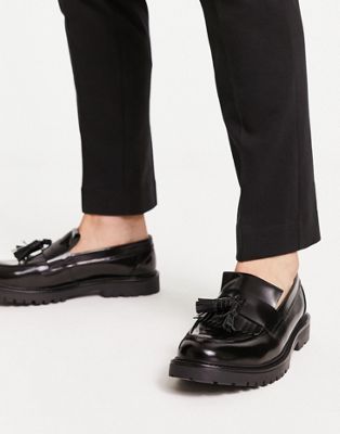 H by Hudson Exclusive Aries loafers in black hi shine leather