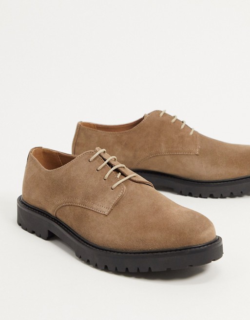 H by Hudson atol chunky lace up shoes in taupe suede