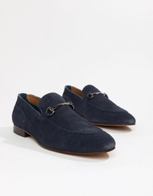 H By Hudson - Banchory - Loafers met staafje in marinblauw suède-Marineblauw