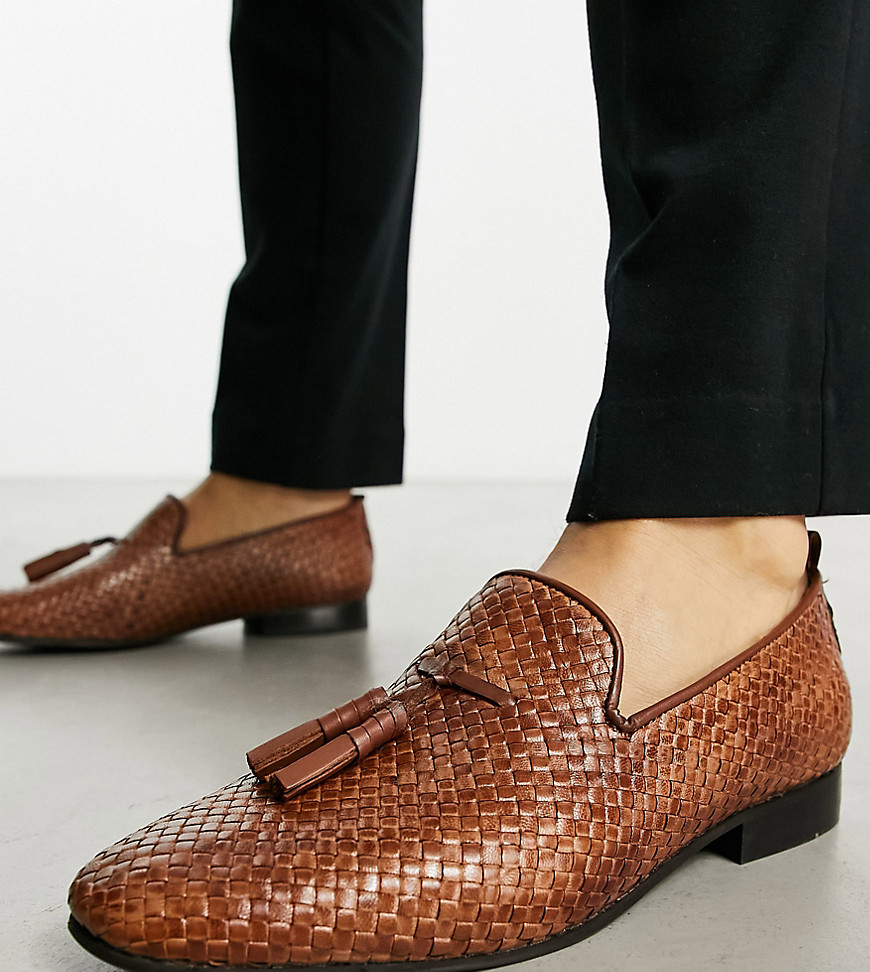 h by hudson - banks - bruna loafers i flätad design, exklusivt hos asos-brown