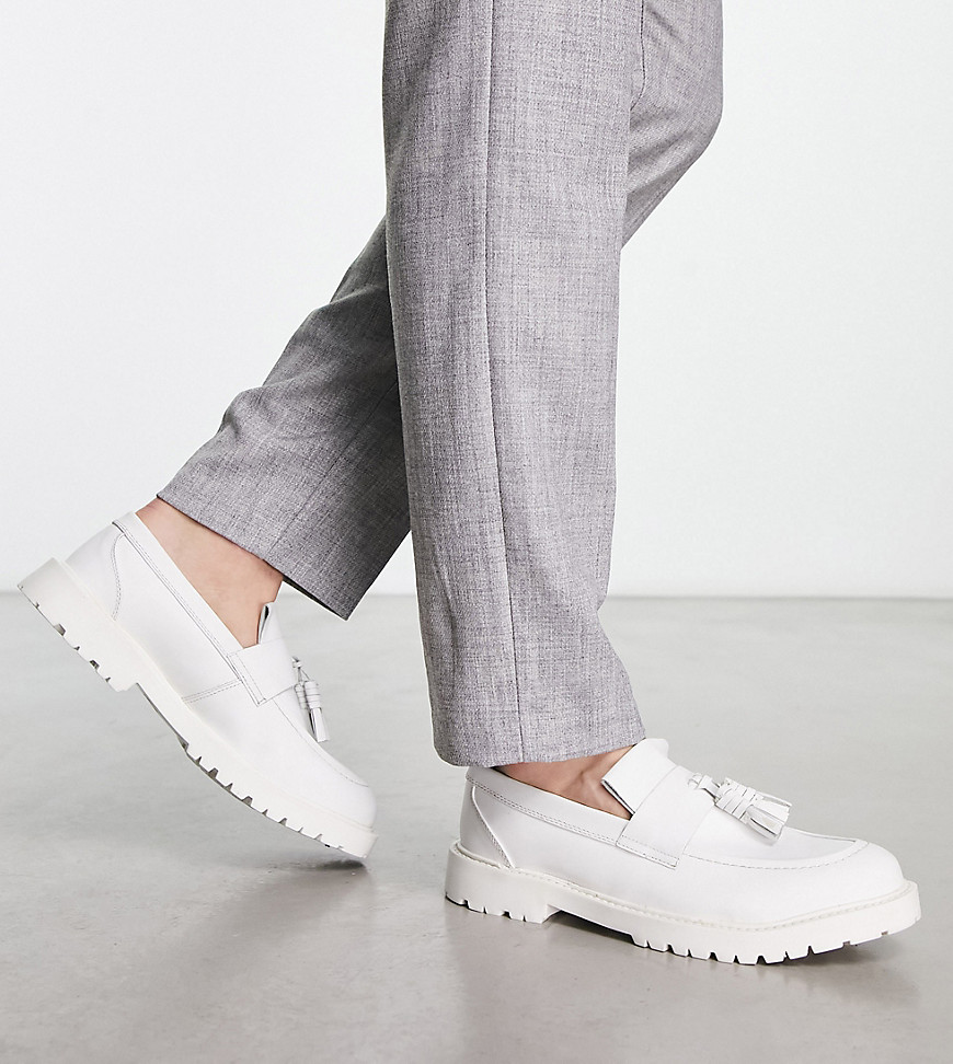 h by hudson - banner - vita loafers i läder, exklusivt hos asos-vit/a