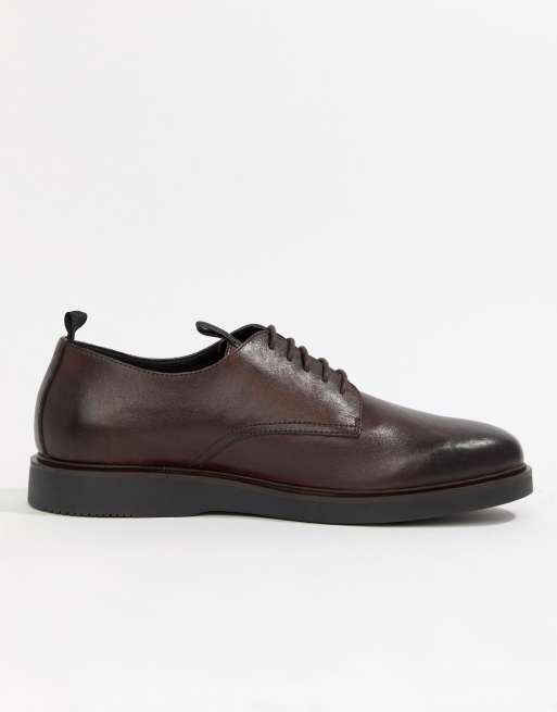 H By Hudson Barnstable derby shoes in red leather ASOS