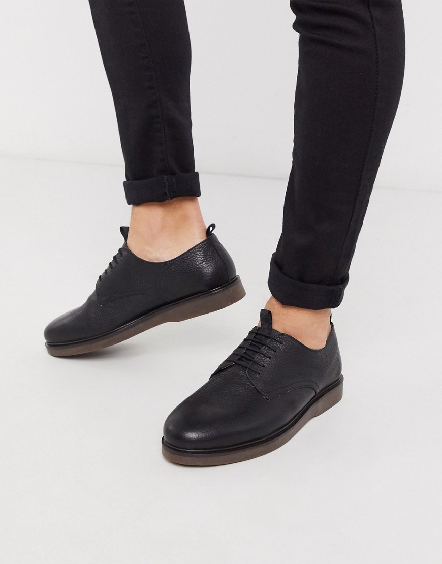 H By Hudson barnstable lace up shoes in black leather