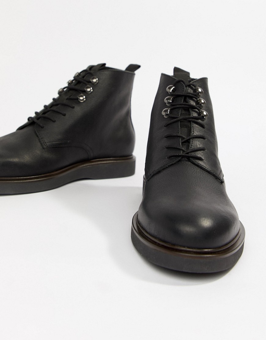 H By Hudson Battle lace up boots in black leather