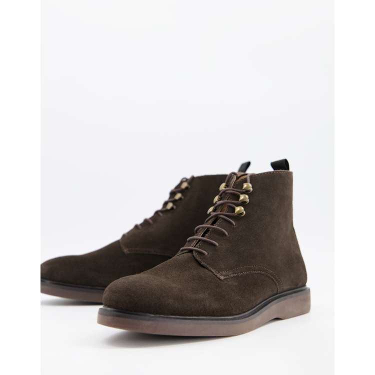 H by hudson battle lace up boots store in khaki suede