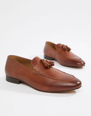 H By Hudson – Bolton – Gulbruna loafers med tofsar i läder-Guldbrun