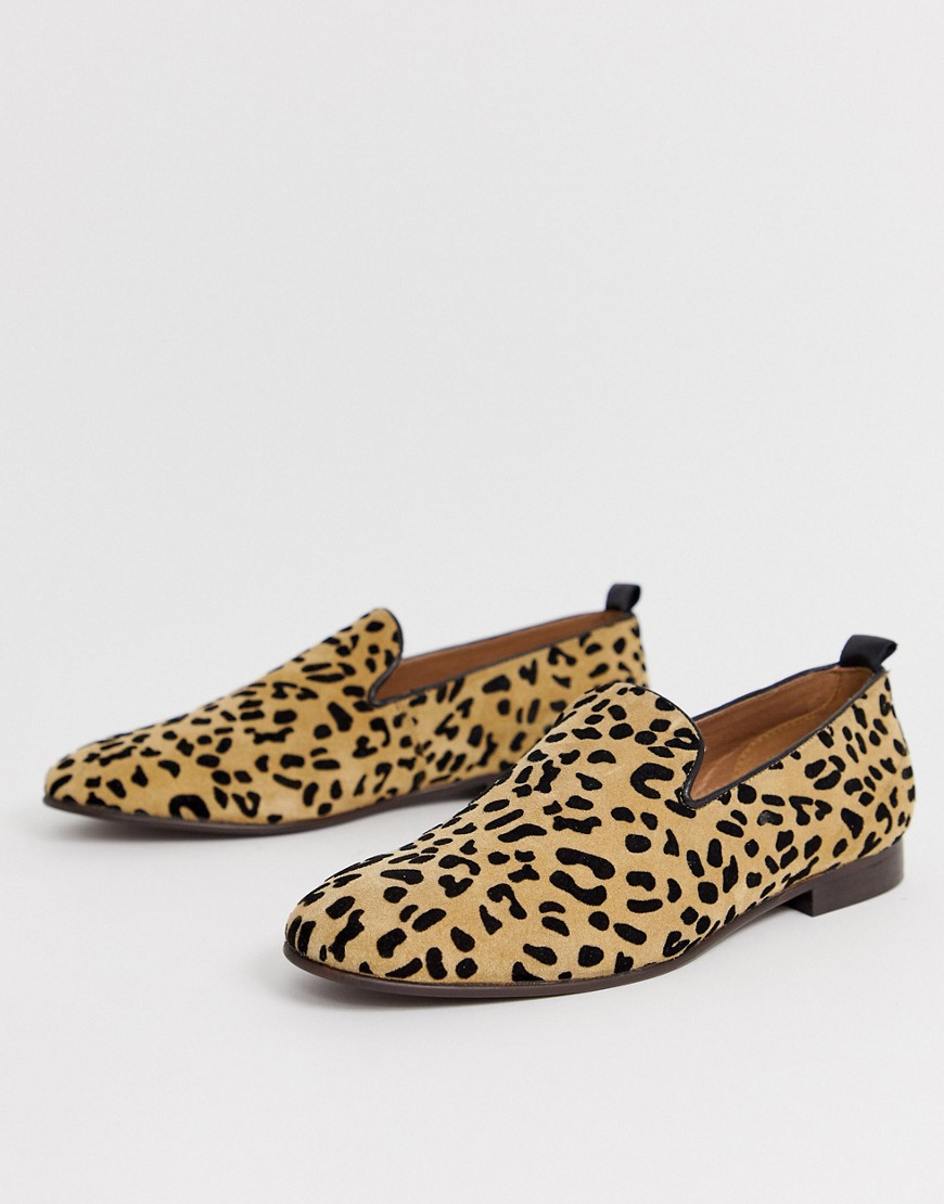 H By Hudson Bolton leopard loafers-Beige