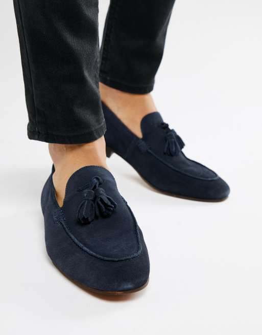 H By Hudson Bolton Mocassins glands en daim Bleu marine