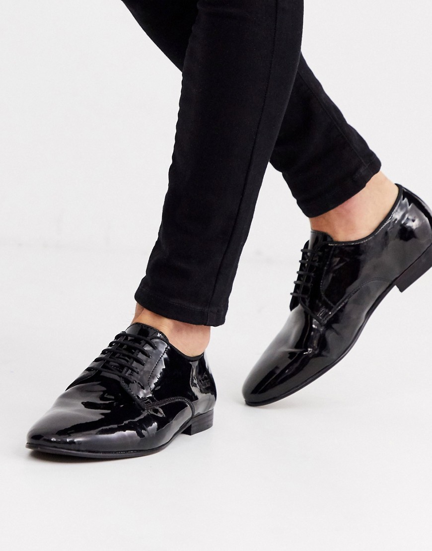 H By Hudson bolton patent derby shoes-Black