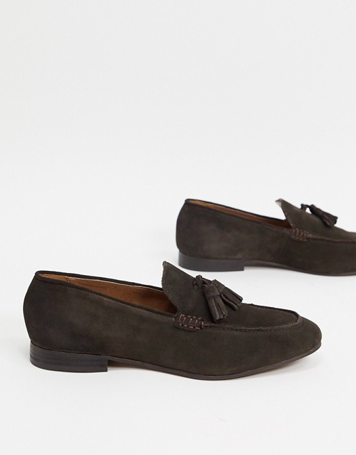 H By Hudson bolton tassel loafers brown suede