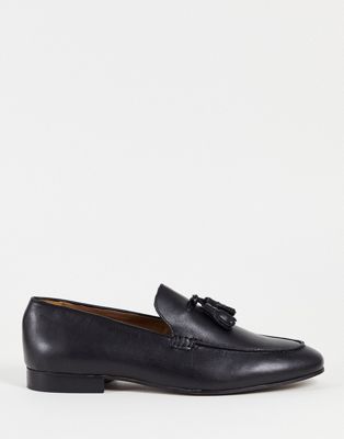 H By Hudson bolton tassel loafers in black leather