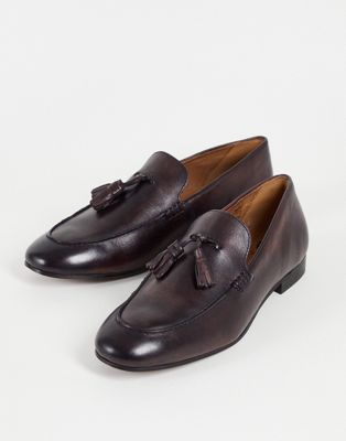 H By Hudson Bolton Tassel Loafers in brown leather