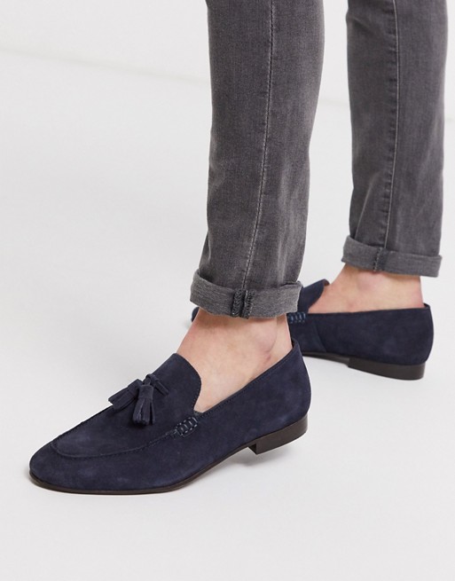 H by Hudson bolton tassel loafers navy suede