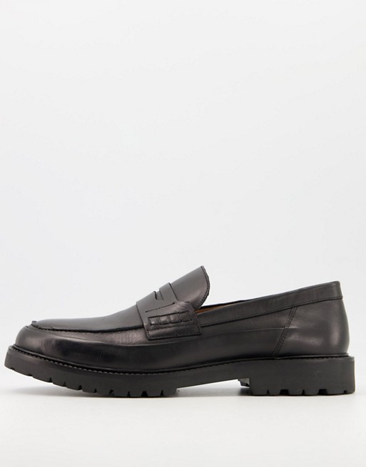 H by Hudson brentwood seam chunky loafers in black