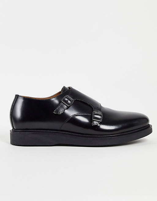 H by Hudson calverson monk shoes in black leather