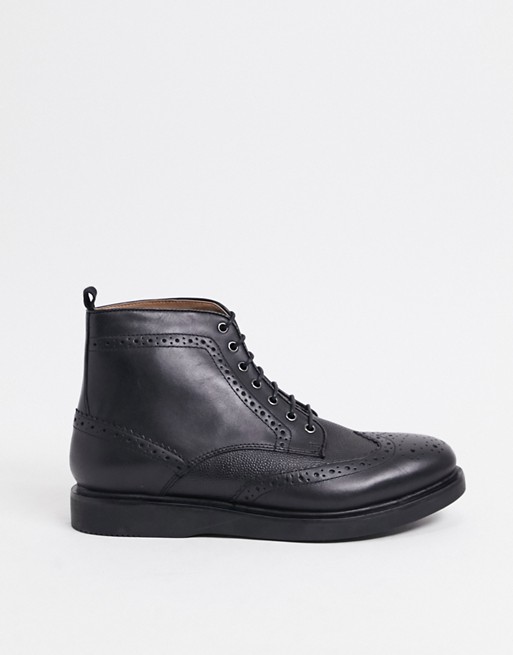 H by Hudson calverston brogues boots in black scotch
