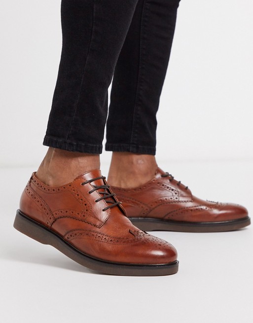 H By Hudson calverston brogues in tan leather