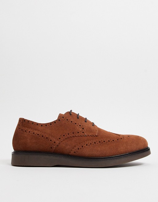 H By Hudson calverston brogues in tan suede
