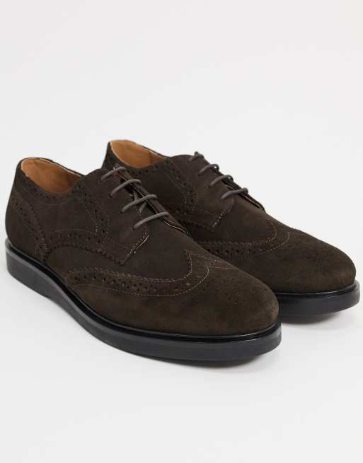 H by Hudson – Calverston – Bruna brogueskor i mocka