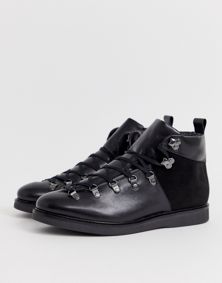 H by Hudson Calverston Hiker boots in black leather