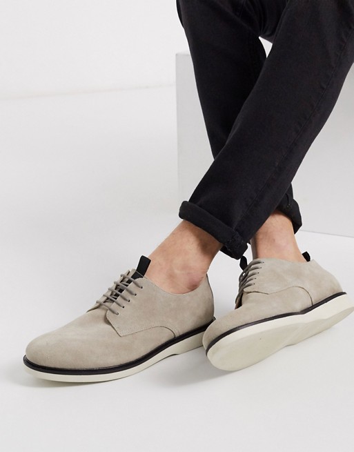 H By Hudson calverstone derby shoes in grey suede with white sole