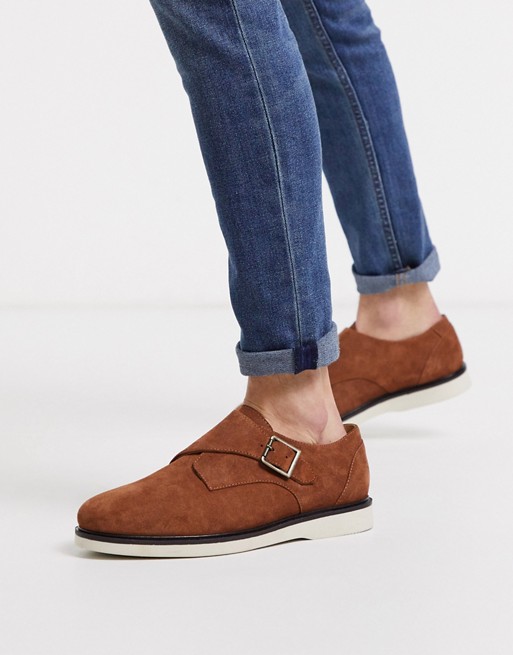 H By Hudson calverstone monk in tan suede with white sole
