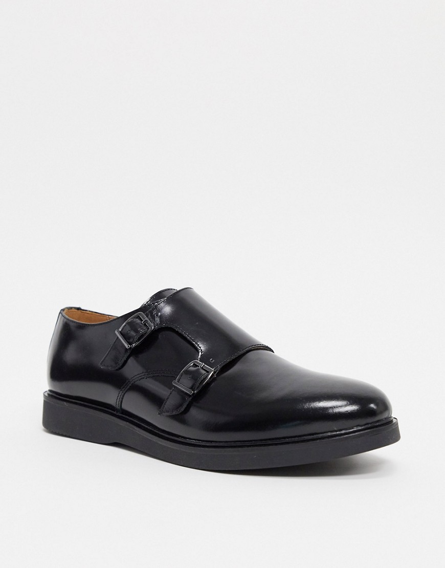H by Hudson calverstone monk shoes in black hi shine