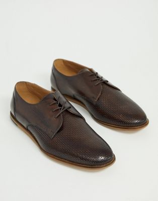 H By Hudson - Crayford - Svarta skor med vävd snörning-Brun