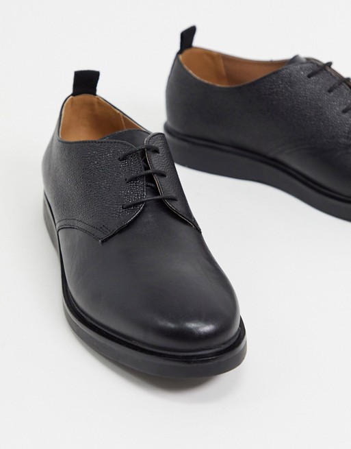 H by Hudson dumont lace up shoes in black pebble leather