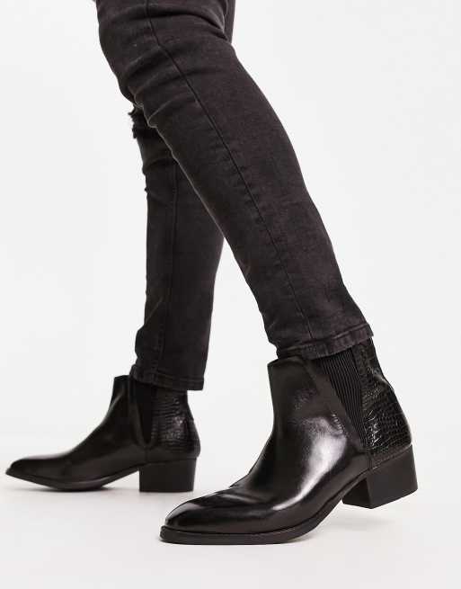 Red Tape side seam smart ankle boots in black leather