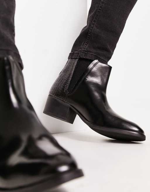 Red Tape side seam smart ankle boots in black leather