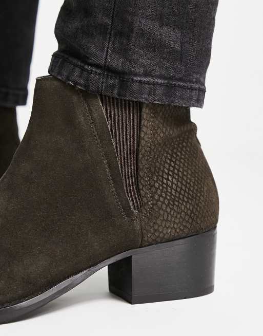 H by Hudson Exclusive Abram Cuban chelsea boots in brown suede ASOS