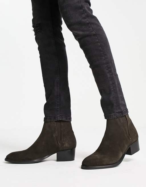 H by Hudson Exclusive Abram Cuban chelsea boots in brown suede , 3 of 4