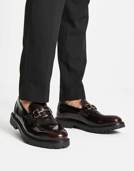 H by Hudson Exclusive – Alevero – Bordowe loafersy ze skóry o wysokim połysku 