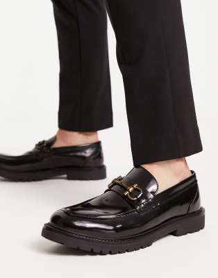 Exclusive Alevero loafers in black hi shine leather