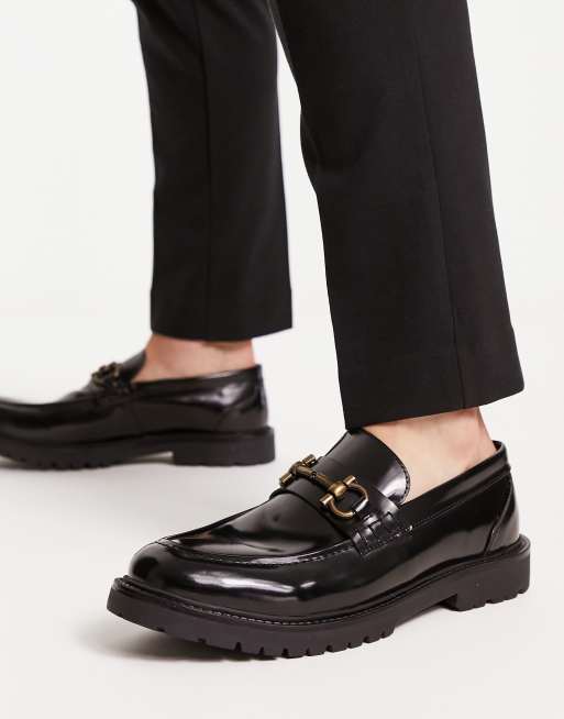 H by Hudson Exclusive Alevero loafers in black hi shine leather | ASOS