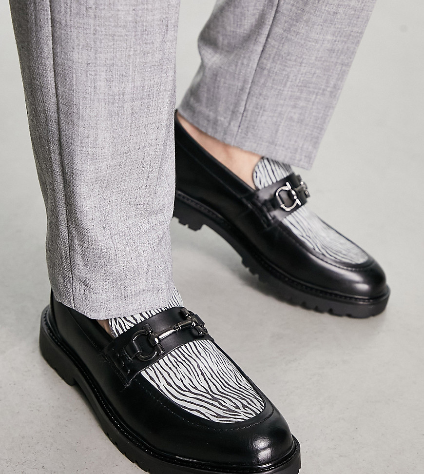 H By Hudson Exclusive Alevero Loafers In Black Leather And Zebra Pony-multi