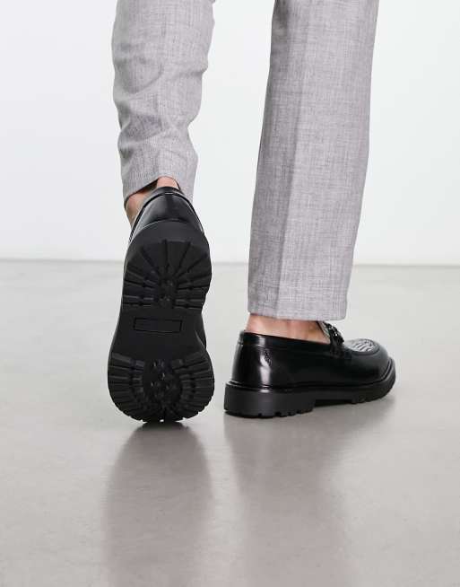 H by Hudson Exclusive Alevero loafers in black leather and zebra pony