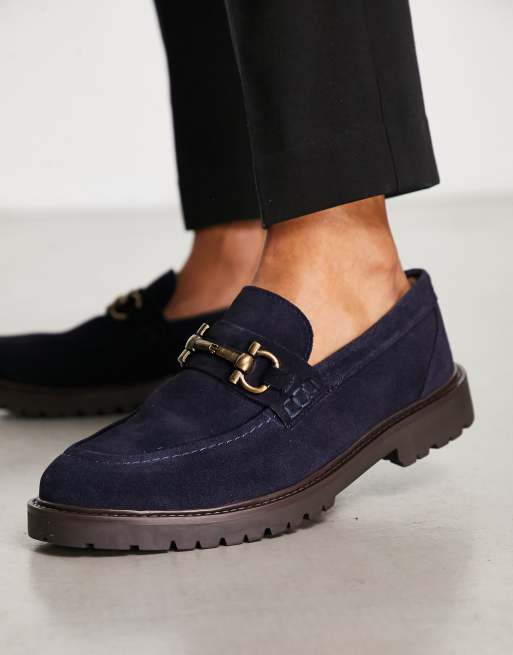 Lug Sole Loafer in Navy Suede