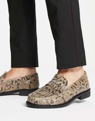 H by Hudson H by Hudson Exclusive Alex loafers in beige snake leather-Neutral