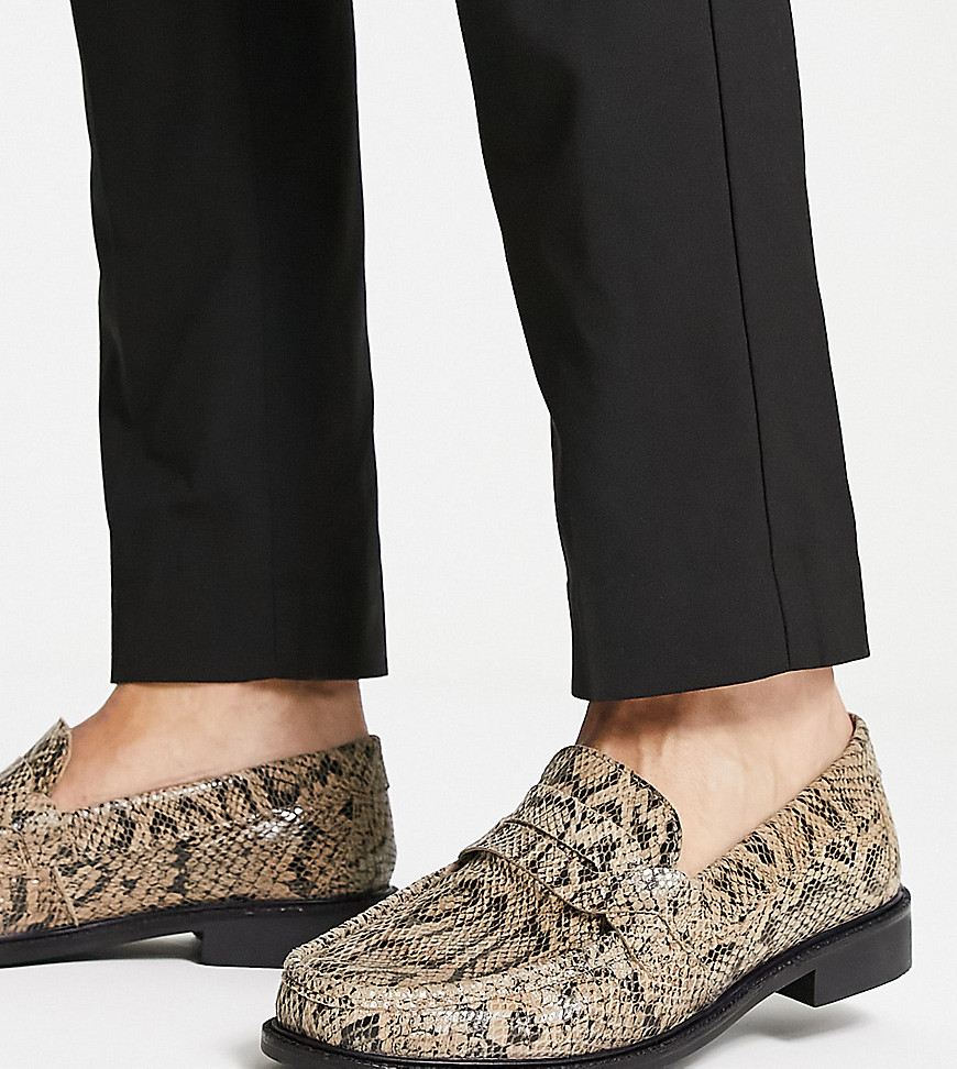 H By Hudson Exclusive Alex Loafers In Beige Snake Leather-neutral