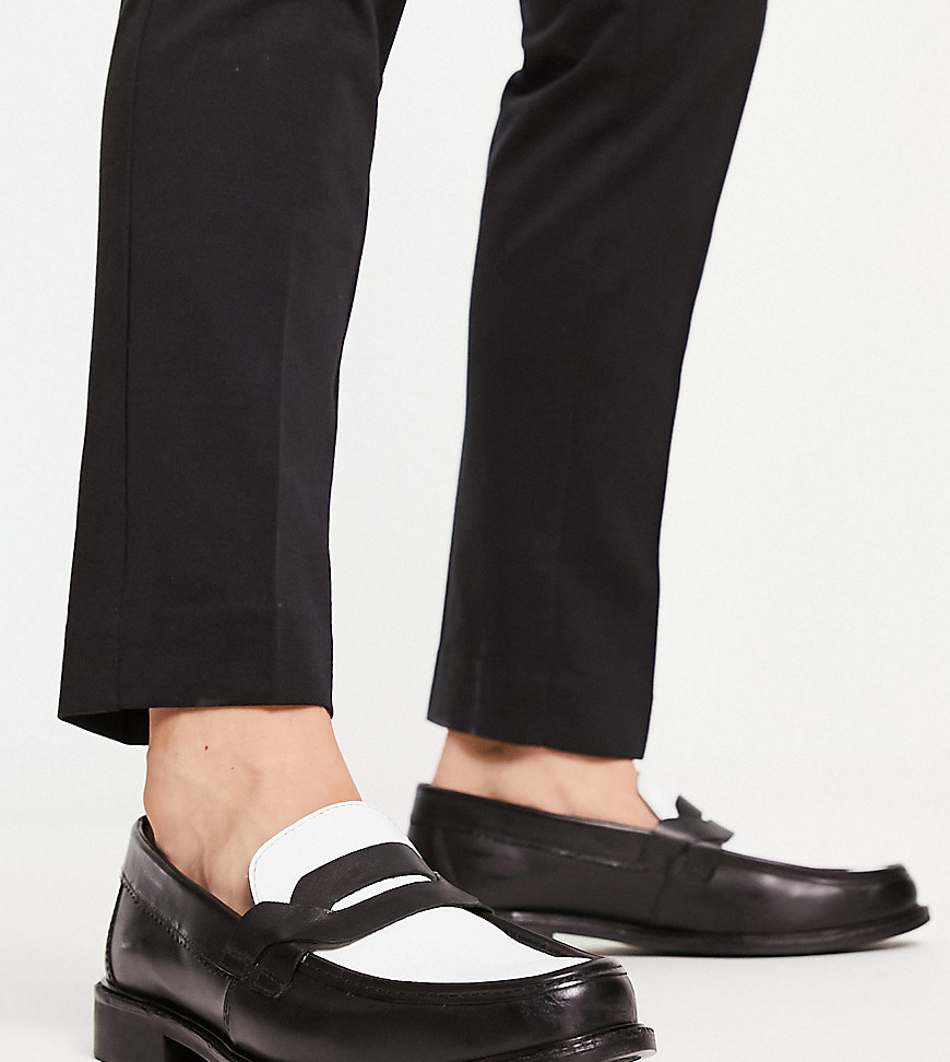h by hudson exclusive alex loafers in black white leather