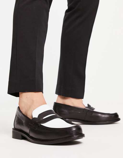 H by Hudson Exclusive Alex loafers in black white leather | ASOS