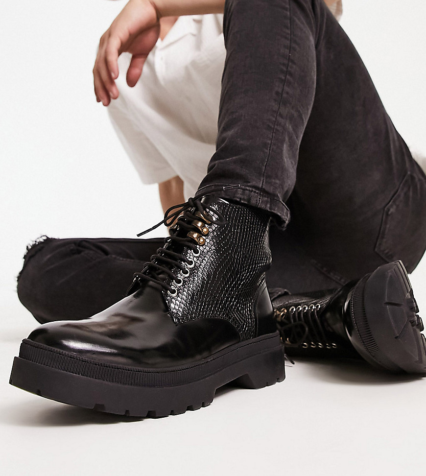 h by hudson exclusive amos lace up boots in black