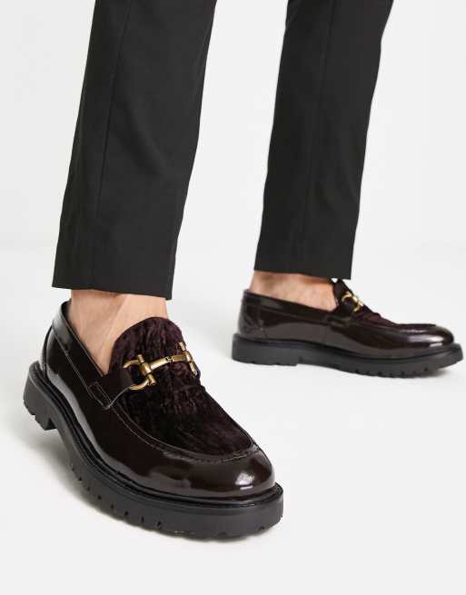 H by Hudson Exclusive Anakin loafers in burgundy velvet | ASOS