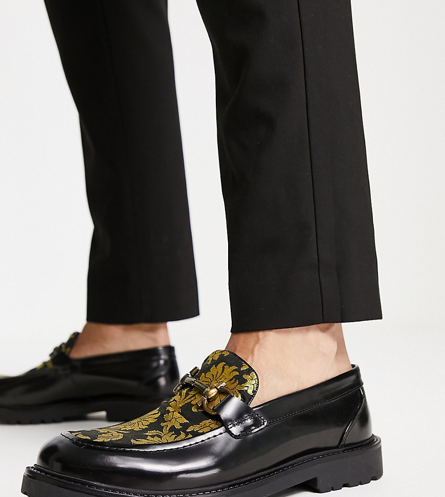 h by hudson - exclusive - anakin - svarta loafers med guldfärgad brokad-svart/a
