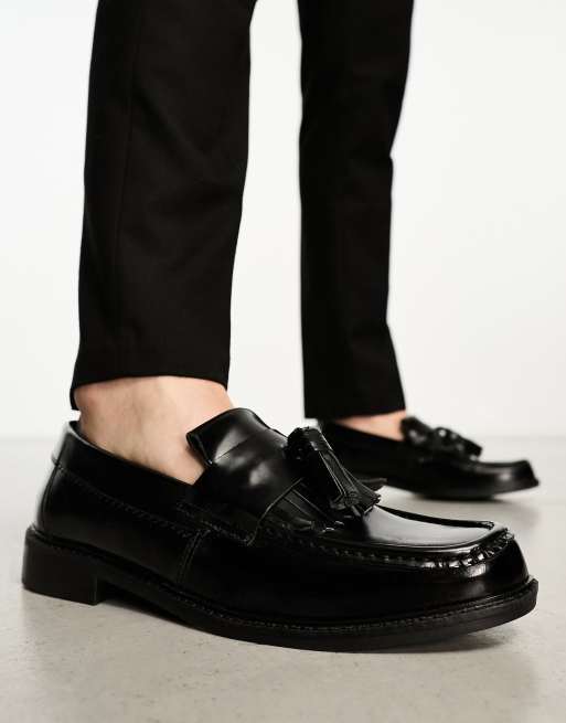 H by Hudson Exclusive Archer loafers in black leather | ASOS